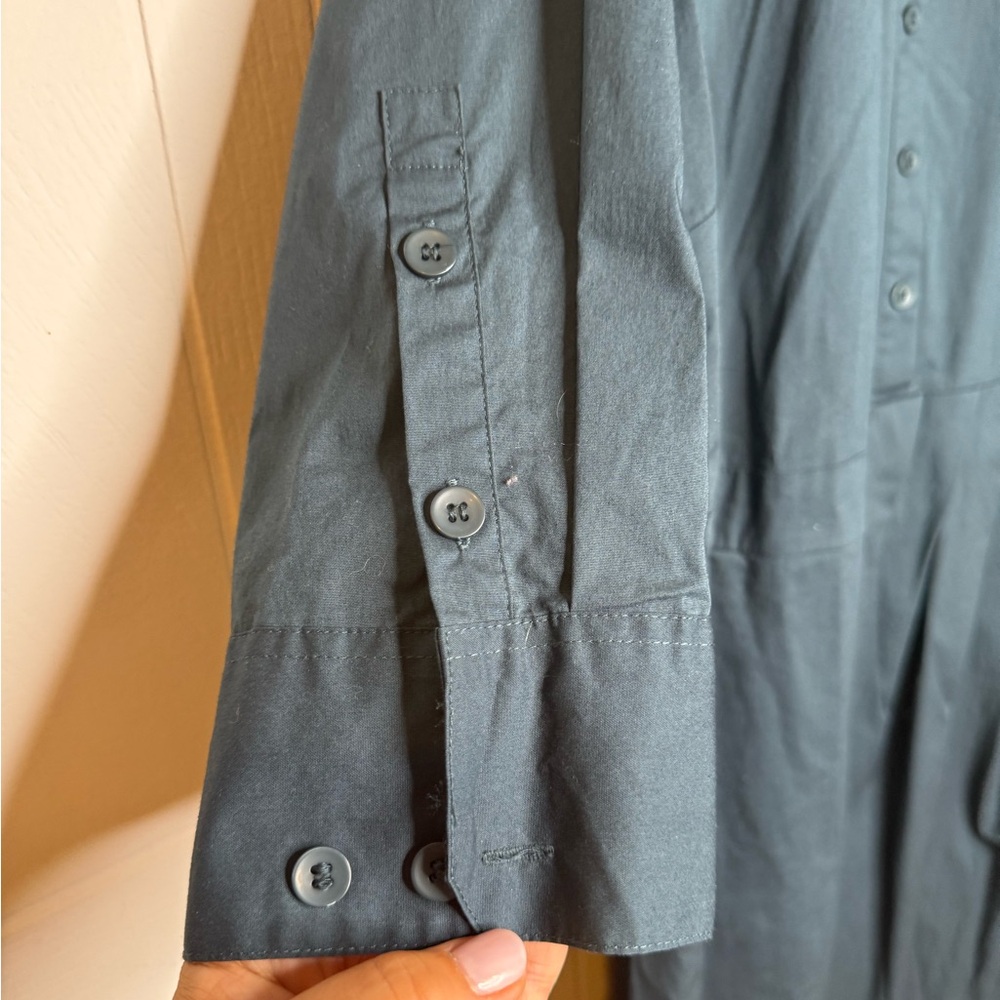 Universal Standard Asymmetric Shirtdress Cotton Blend Teal Medium 18-20 EUC - Picture 4 of 13